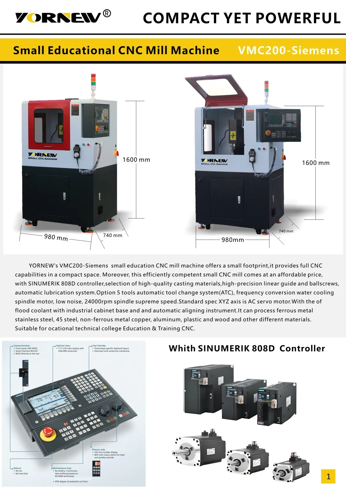 Siemens Small Educational CNC Mill Machine